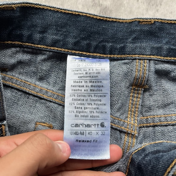 Carhartt Jeans Men's 40x32 Relaxed Fit Blue Denim Workwear 101483-968 Y2k - Picture 6 of 10